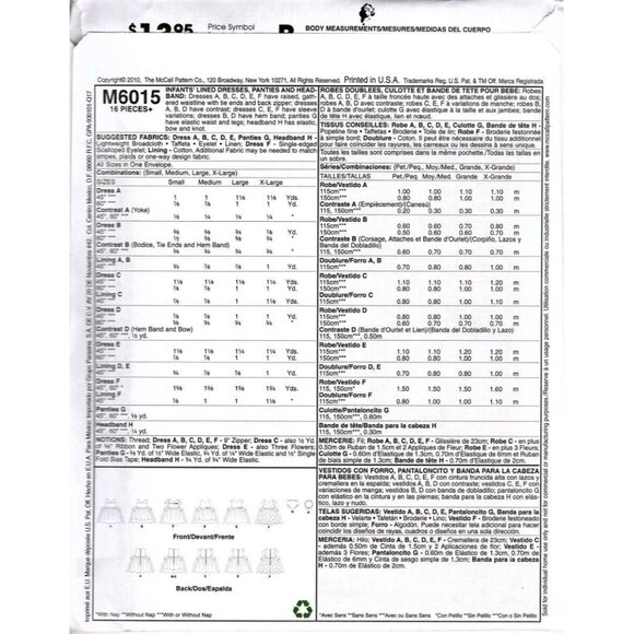 McCall's M6015 Infant Girls S to XL Dresses and Panties Sewing Pattern New - Picture 2 of 3